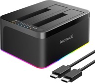INATECK Priključna stanica SA02003C, RGB, USB 3.0, USB-C, za HDD/SSD, s kloniranjem, 2 x 20 TB, 2.5/3.5" SATA